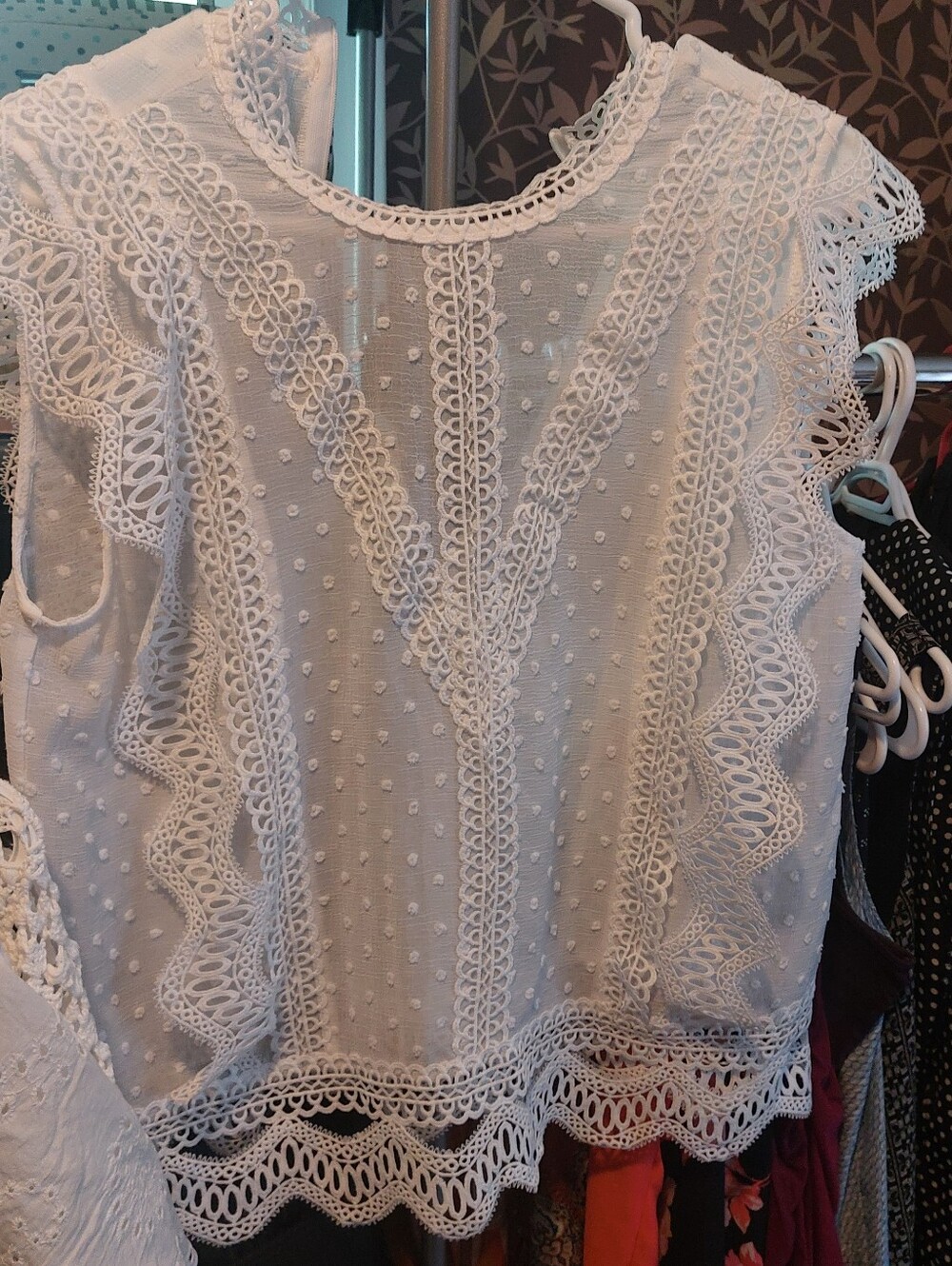 So Pretty! NWT Women's White Lace Detail Top